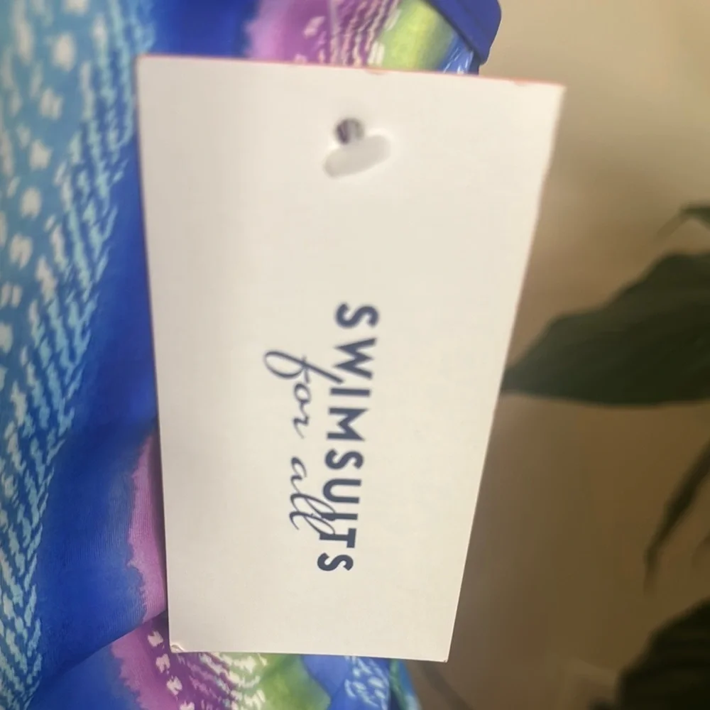 Swimsuits For All Blue and Purple Halter Top Swimsuit NWT